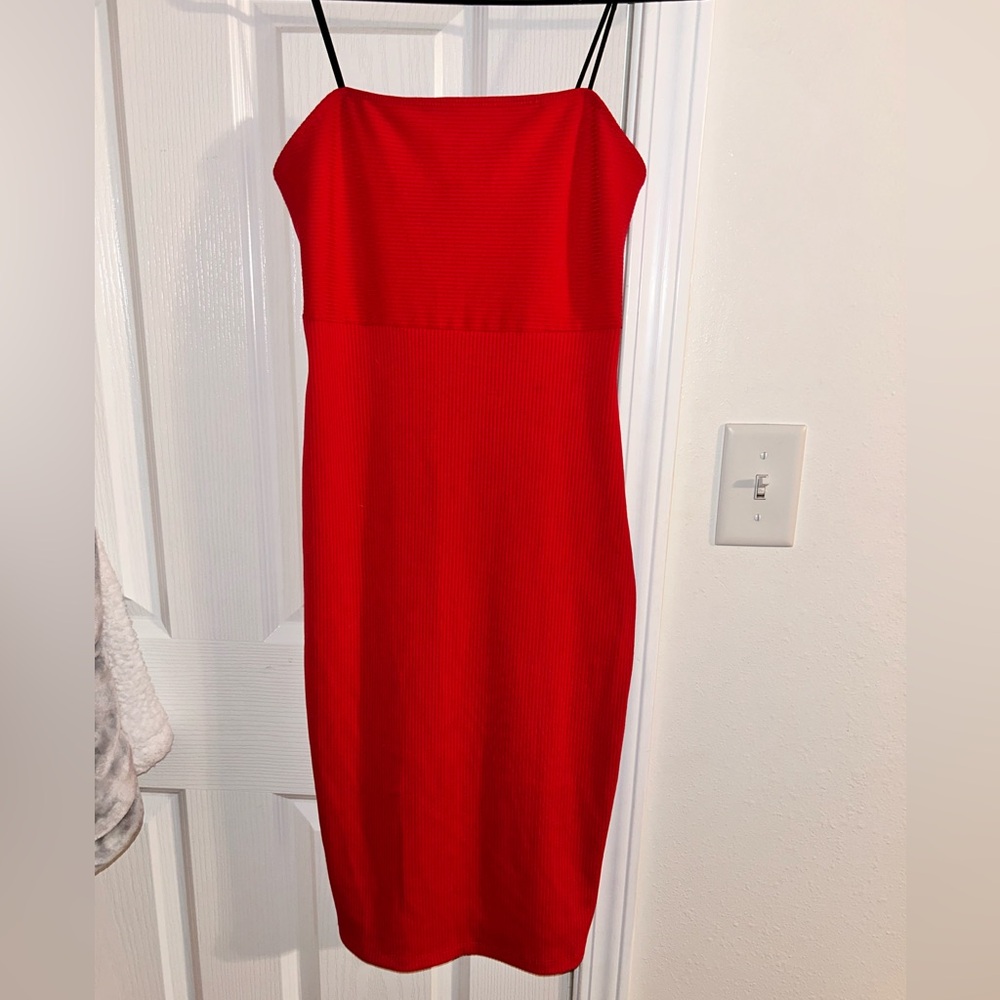 Above knee red dress